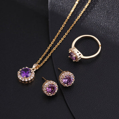 Temperament Micro Inlaid Color Zircon Gold Plated Necklaces