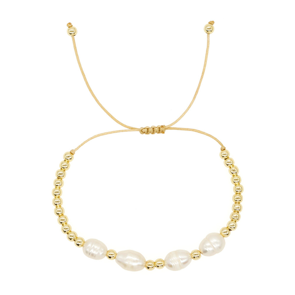 Women's Style Affordable Luxury Imported Color Retaining Copper Bead Baroque Bracelets