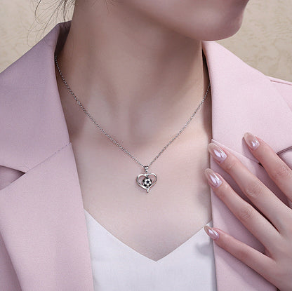 Women's Gold World Cup Football Fashion Heart-shaped Necklaces