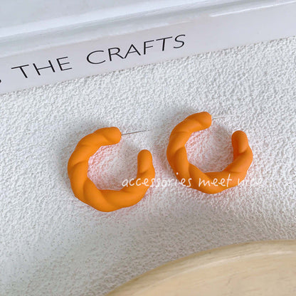 Needle Colored Series Square Round Fresh Earrings