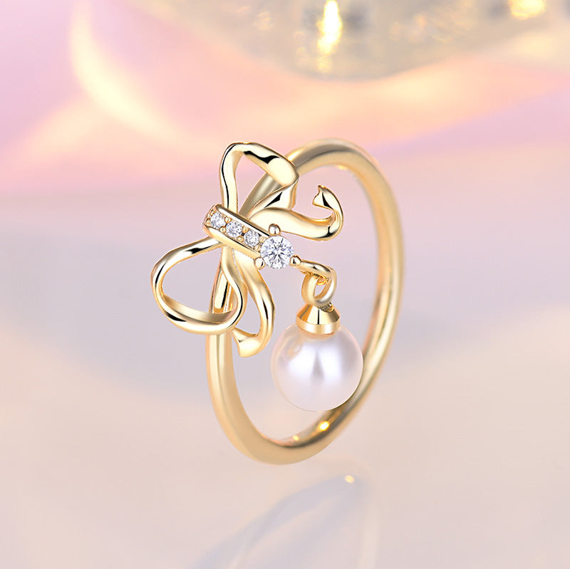 Sweet Fresh Hollow Out Bow Simple Rings