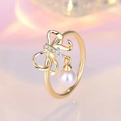 Sweet Fresh Hollow Out Bow Simple Rings