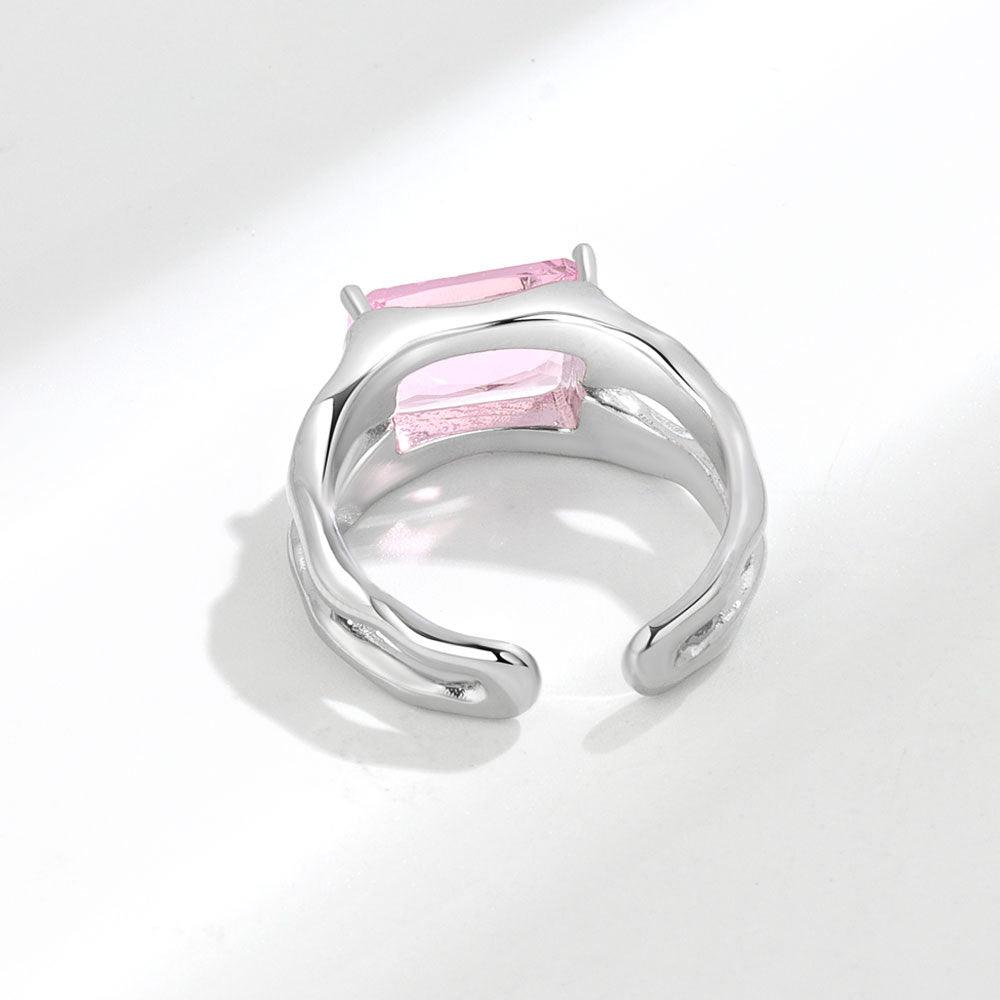 Women's Style Design Temperament Wild Pink Square Rings