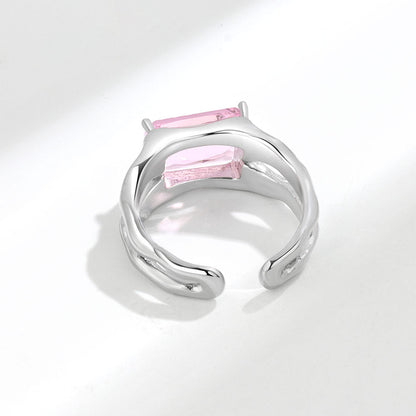 Women's Style Design Temperament Wild Pink Square Rings