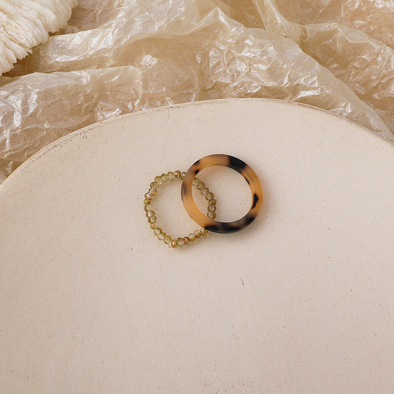 Women's Resin Leopard Print Fashionable Crystal String Rings