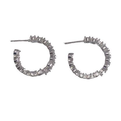 Temperament Entry Lux Zircon Personality Cold Sier Earrings