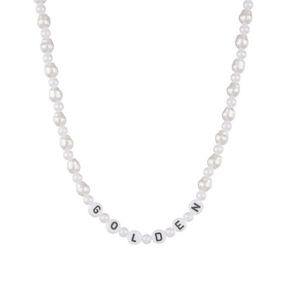 Women's Personalized Simple English Letter Beaded Pearl Necklaces