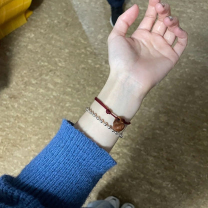 Walnut Basket Red Rope Braid Adjustable Bracelets