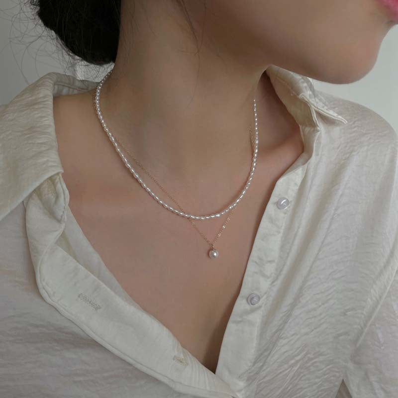 Women's Strong Light Natural Freshwater Grain Of Rice Niche Necklaces