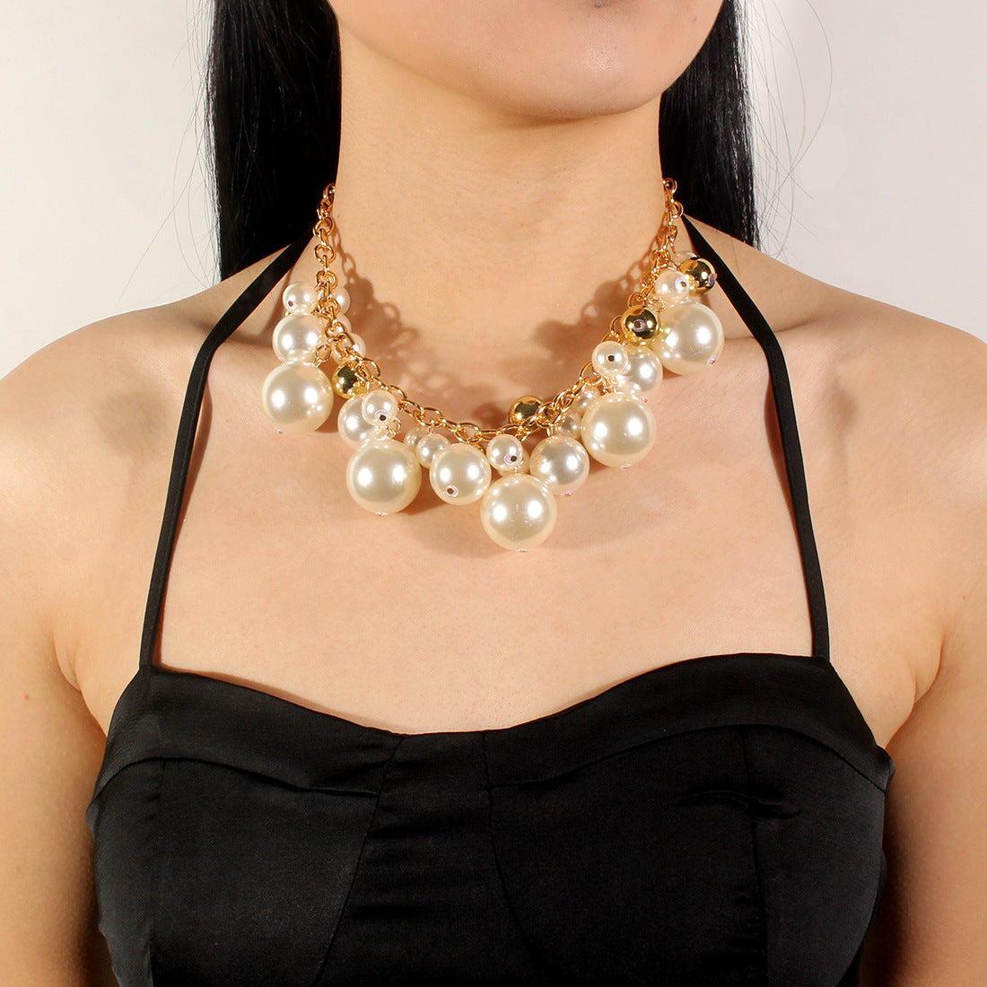 Elegant Simple Imitation Pearl Irregular Geometric Necklaces