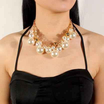 Elegant Simple Imitation Pearl Irregular Geometric Necklaces