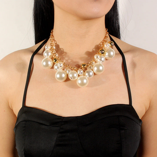 Elegant Simple Imitation Pearl Irregular Geometric Necklaces