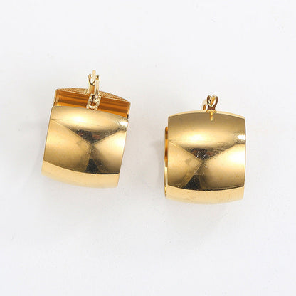 Steel Creative Geometric Letters Shaped Gold Earrings