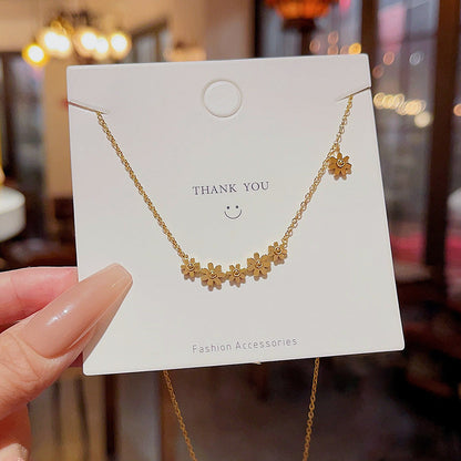 Gold Titanium Steel Little Daisy Korean Style Necklaces