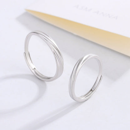 Women's & Men's & Sterling Sier Matte Textured Couple Rings