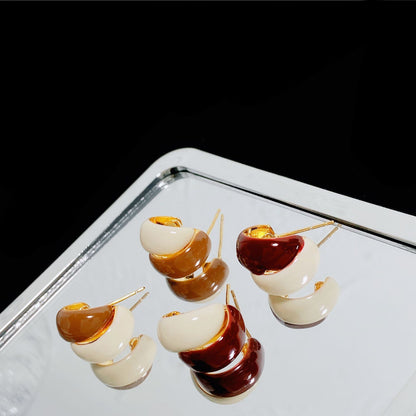 Women's Style Half Winding Dripping Sier Needle Earrings