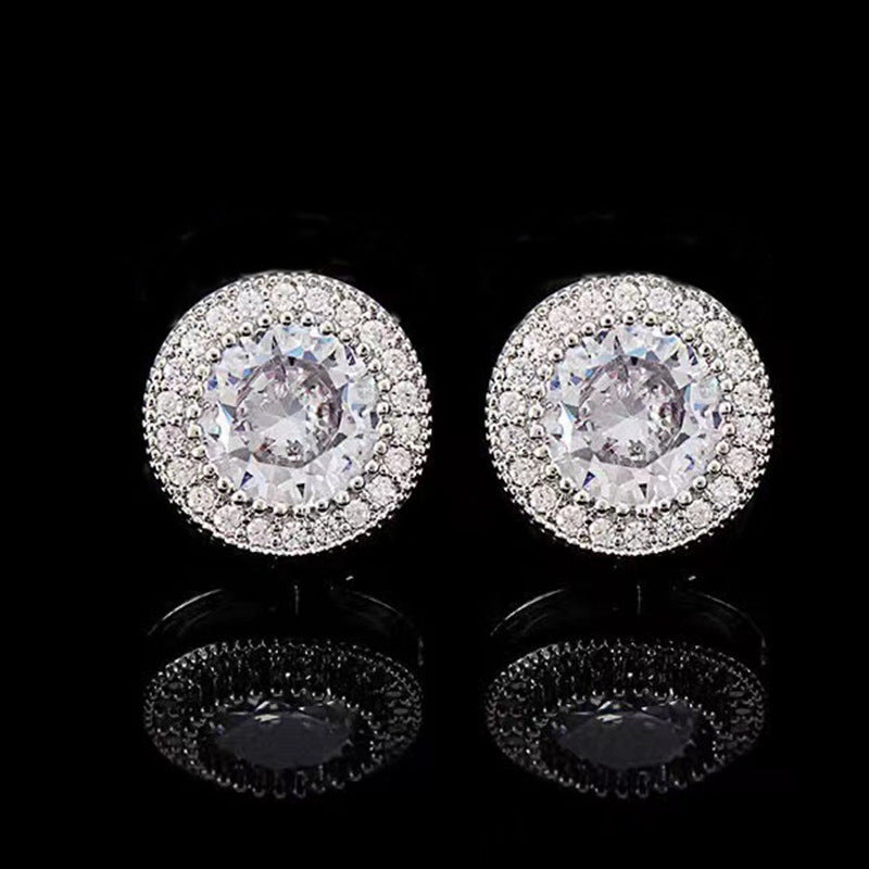 Women's Round 2 Karat Imitation Imported Color Moissanite Full Diamond Earrings
