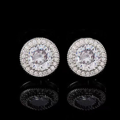 Women's Round 2 Karat Imitation Imported Color Moissanite Full Diamond Earrings