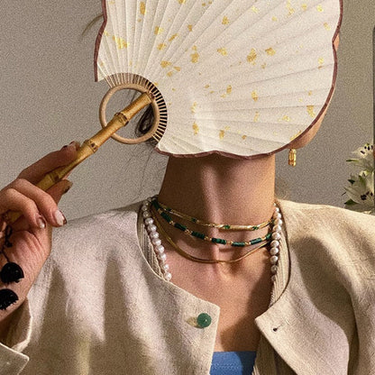 Women's Niche Twin Exquisite Gold-plated Inlaid Gemstone Fashion Retro Distressed Necklaces