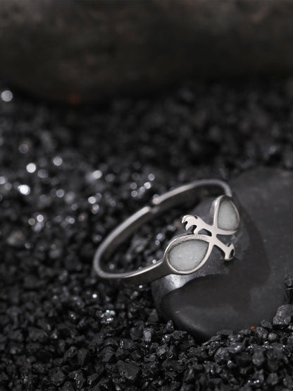 Cute Night Glow Ornament Fashion Geometric Stainless Steel Rings