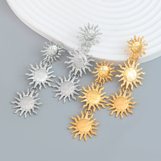 Women's Summer Flower Alloy Metal Feeling Sunflower Earrings