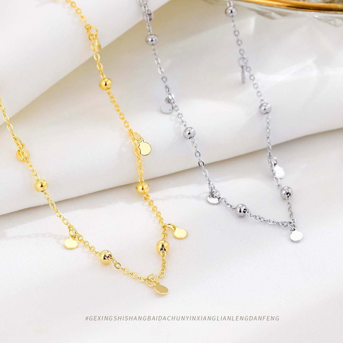 Women's Sterling Sier Spacer Bead Temperamental Minority High-grade Ornament Light Necklaces