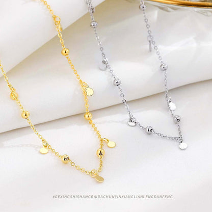 Women's Sterling Sier Spacer Bead Temperamental Minority High-grade Ornament Light Necklaces