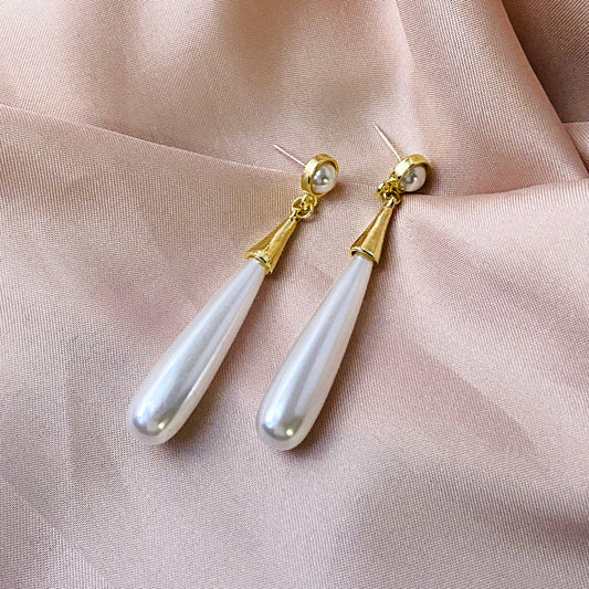French Style Vintage Pearl Water Drop Earrings