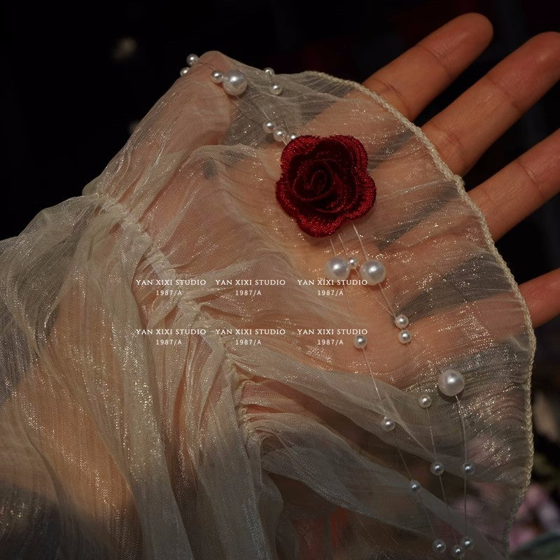 Vintage Flower Fish Line Short Pearl Necklaces