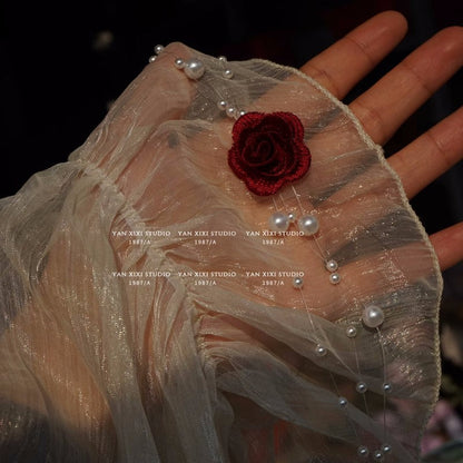 Vintage Flower Fish Line Short Pearl Necklaces