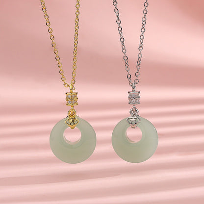 Vintage White Chalcedony Pendant National Fashion Ethnic Style Necklaces