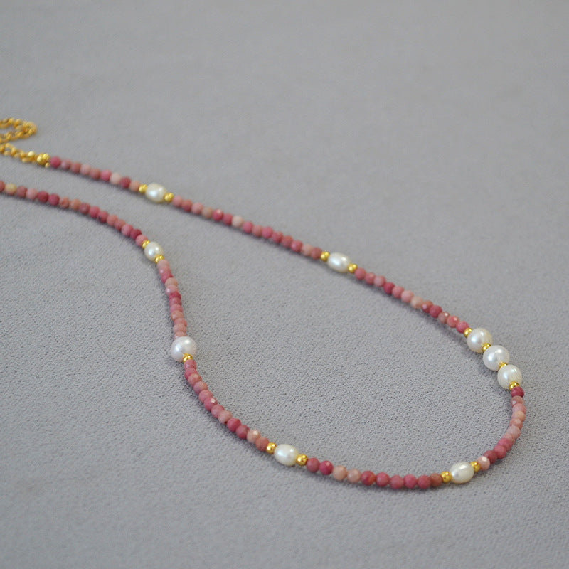 Stone Beaded Freshwater Rice Grain Pearl Grace Necklaces
