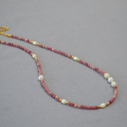 Stone Beaded Freshwater Rice Grain Pearl Grace Necklaces