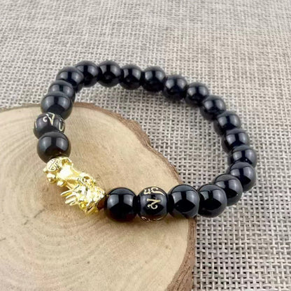 Men's Pi Female Hard Obsidian Solid Golden Bracelets
