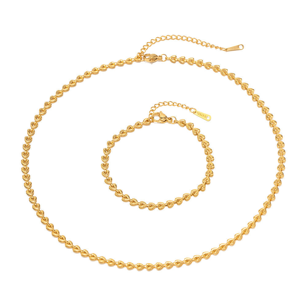 Gold-plated Stainless Steel Hollow Heart Woven Bracelets