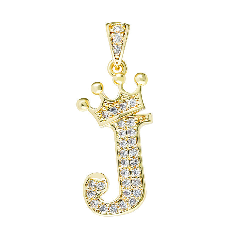 English Letters Full Diamond Pendant Simple Necklaces