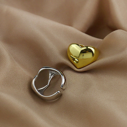 Women's High-grade Metal Heart Glossy Fashion Simple Rings