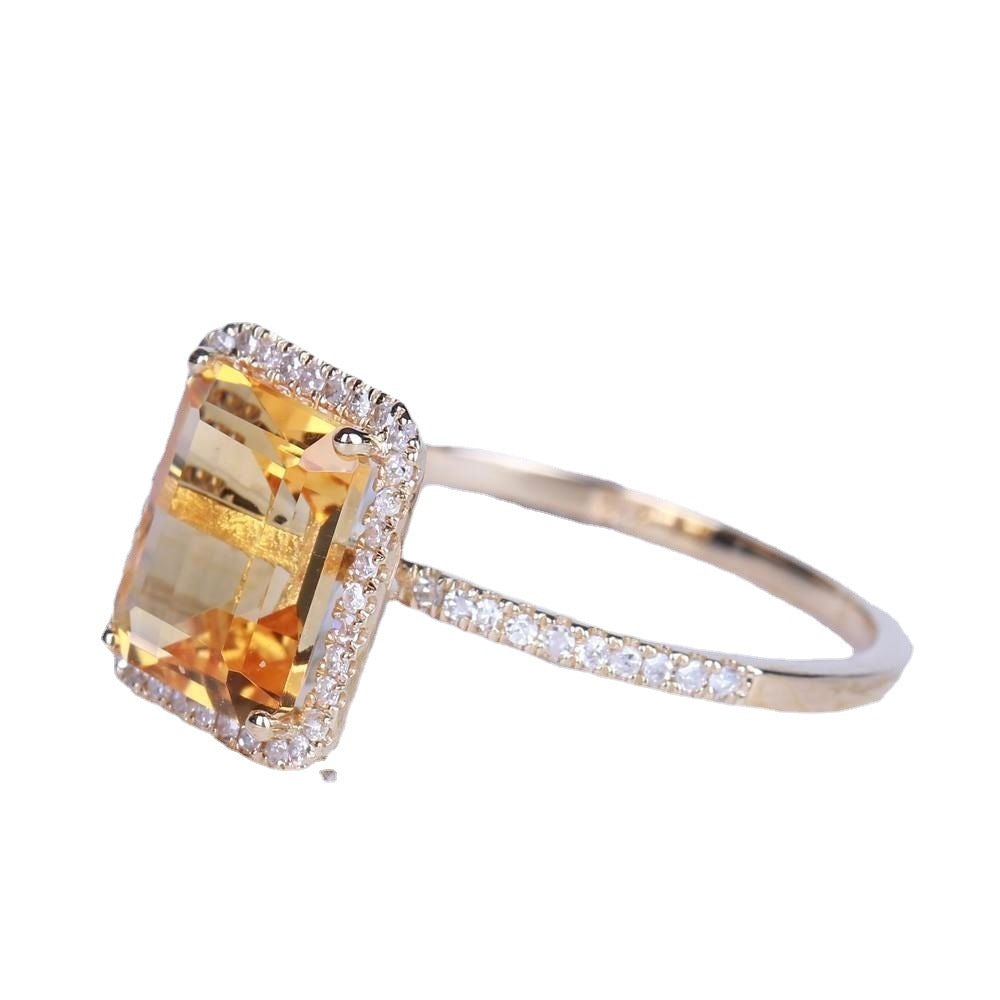 Fashion Champagne Square Diamond Engagement Group Rings