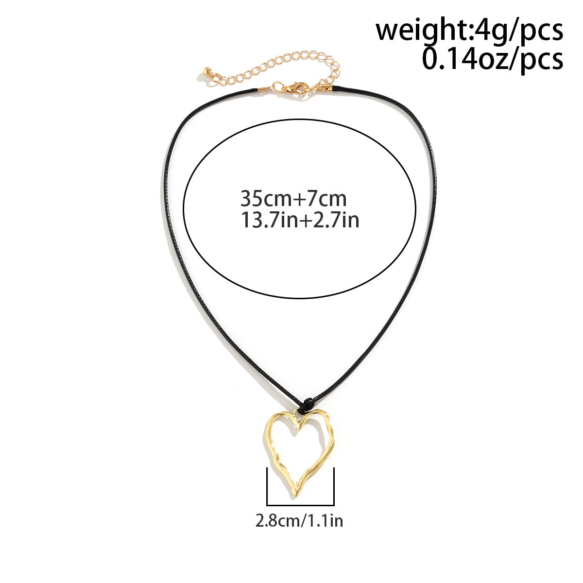 Ornament Simple Geometric Heart Shape Hollow Out Pendant Necklaces