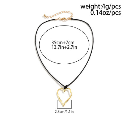 Ornament Simple Geometric Heart Shape Hollow Out Pendant Necklaces