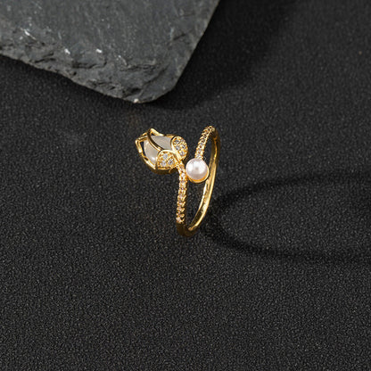 Women's Special Interest Light Luxury Design Pearl Fashion Rings