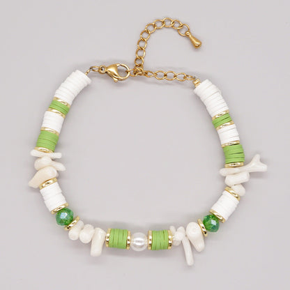 Women's White Coral Imitation Pearl Iron Gall Bracelets