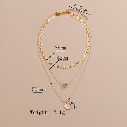 Women's Twin Leaf Metal Moon Pendant Ornament Necklaces