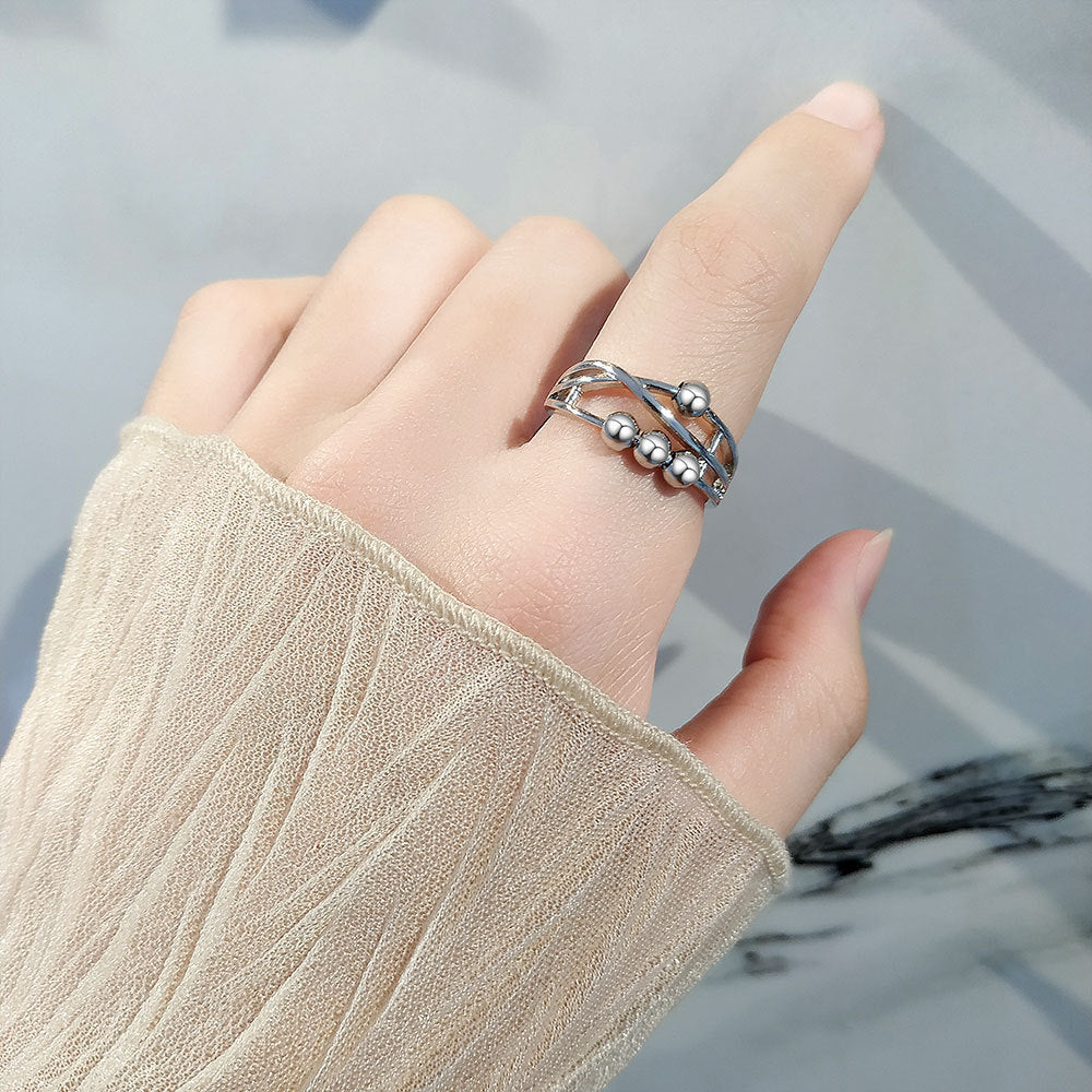 Women's Personality Lucky Beads Smart Design Cross Rings