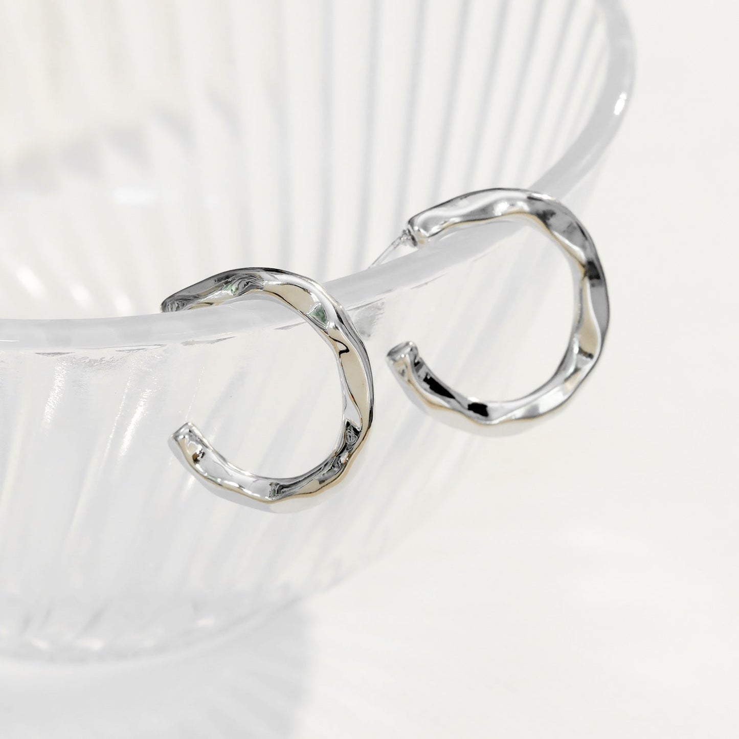 Irregular Pattern Baroque Texture Golden Sier Earrings