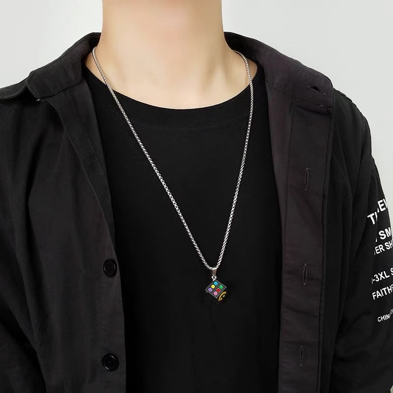 Women's & Men's & Lucky Smiley Face Dice Pendant Necklaces