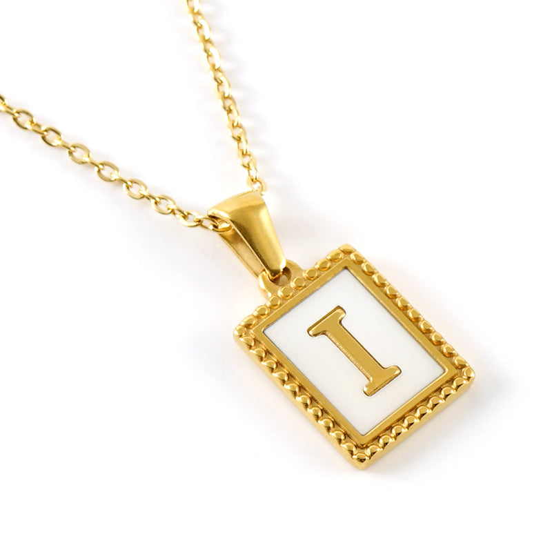 Gold Stainless Steel Shell Letter Female Titanium Pendant Necklaces