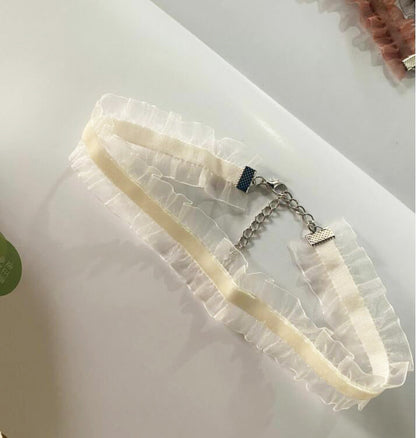 Sweet Collar And Neck Ornament Veet Flounced Clavicle Necklaces
