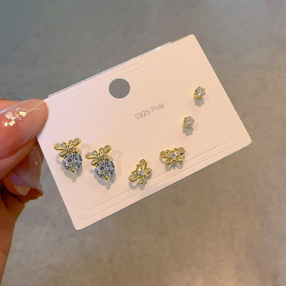 Women's Needle One Card Three Creative Matching Earrings