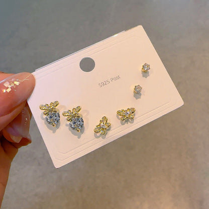 Women's Needle One Card Three Creative Matching Earrings